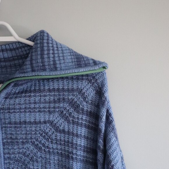 Aerie Womens Blue S Oversized Striped Wool Pullover Lounge Slouchy Sweater - Picture 6 of 14